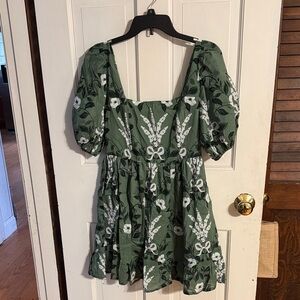 Floral Green Mini Dress
